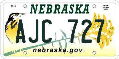 NE license plate AJC727