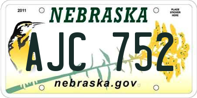 NE license plate AJC752
