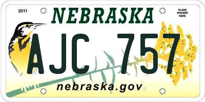NE license plate AJC757