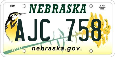NE license plate AJC758