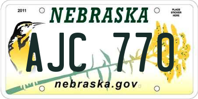NE license plate AJC770
