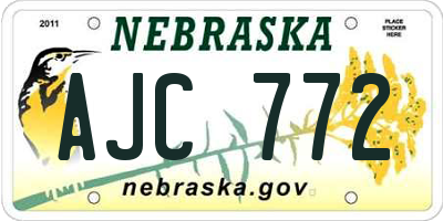NE license plate AJC772