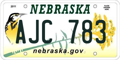 NE license plate AJC783