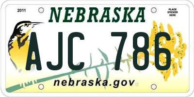 NE license plate AJC786