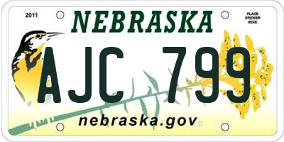 NE license plate AJC799