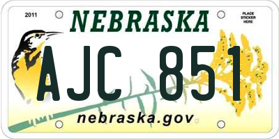 NE license plate AJC851