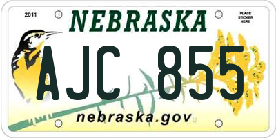 NE license plate AJC855