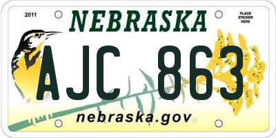 NE license plate AJC863