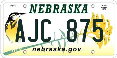NE license plate AJC875