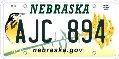 NE license plate AJC894