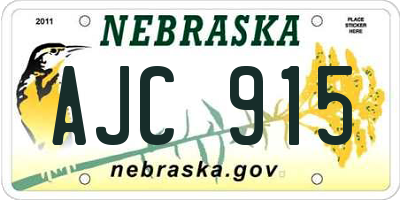 NE license plate AJC915
