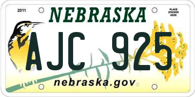NE license plate AJC925