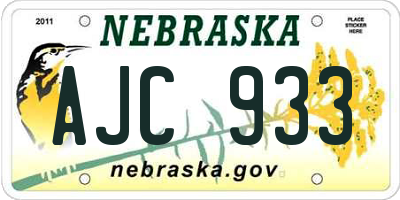 NE license plate AJC933