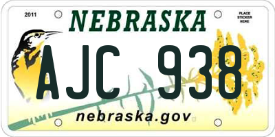 NE license plate AJC938