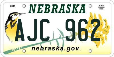 NE license plate AJC962