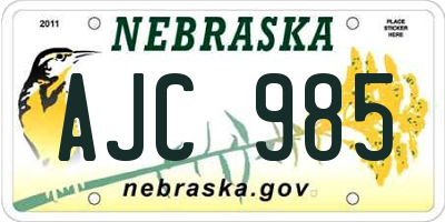 NE license plate AJC985