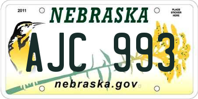 NE license plate AJC993