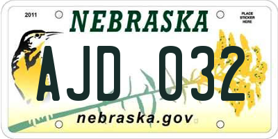 NE license plate AJD032