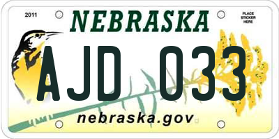 NE license plate AJD033