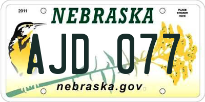 NE license plate AJD077