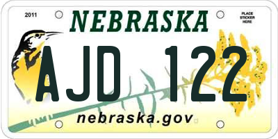 NE license plate AJD122