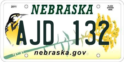 NE license plate AJD132