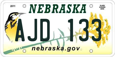NE license plate AJD133