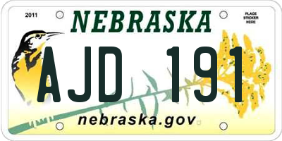 NE license plate AJD191