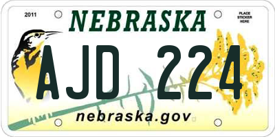 NE license plate AJD224