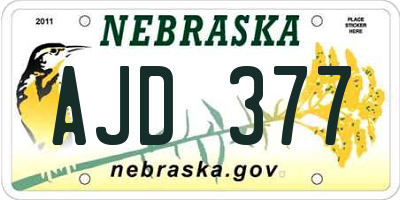 NE license plate AJD377