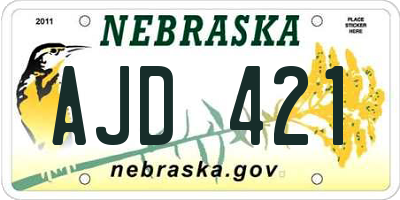 NE license plate AJD421