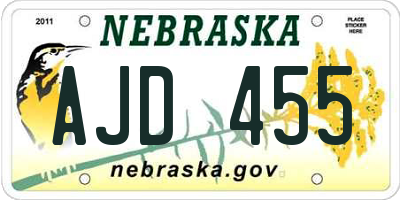 NE license plate AJD455