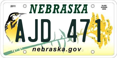 NE license plate AJD471