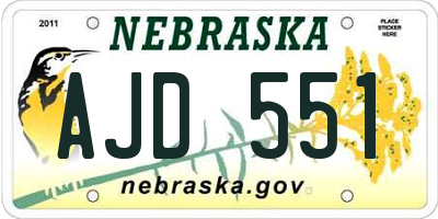 NE license plate AJD551