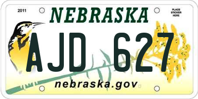 NE license plate AJD627