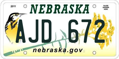 NE license plate AJD672