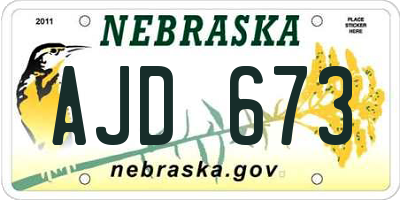 NE license plate AJD673