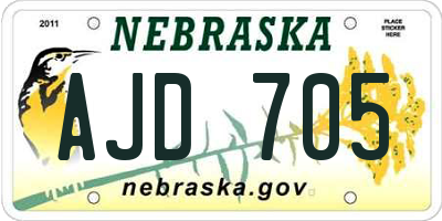 NE license plate AJD705