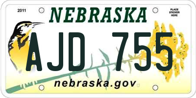 NE license plate AJD755