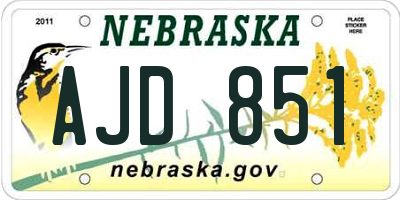 NE license plate AJD851