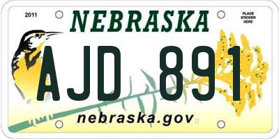 NE license plate AJD891