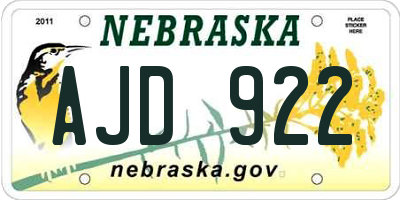 NE license plate AJD922