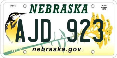NE license plate AJD923