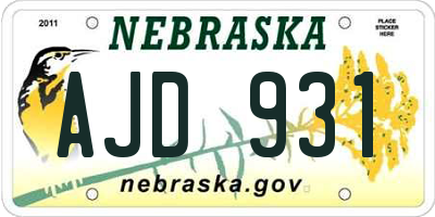 NE license plate AJD931