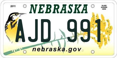 NE license plate AJD991