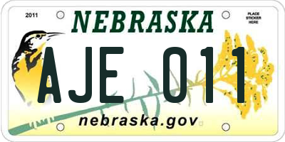 NE license plate AJE011