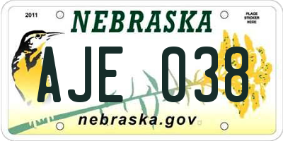 NE license plate AJE038