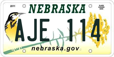 NE license plate AJE114