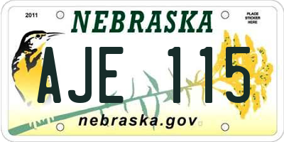 NE license plate AJE115