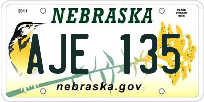 NE license plate AJE135